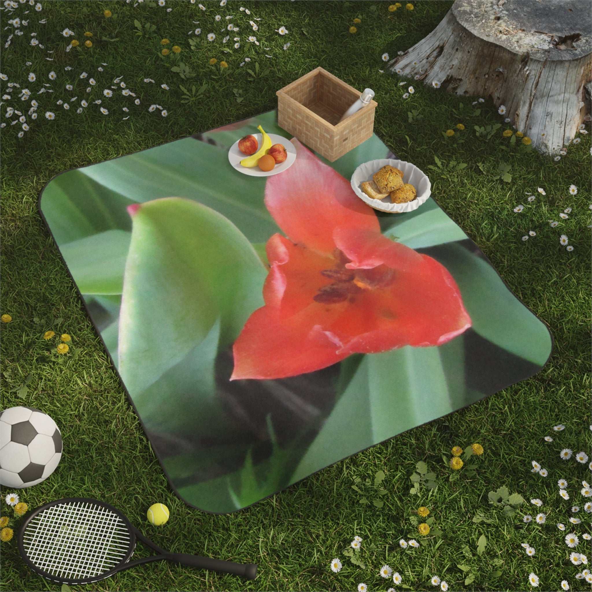 Realistic Red Tulip Outdoor Blanket | Adventure Garden Collection