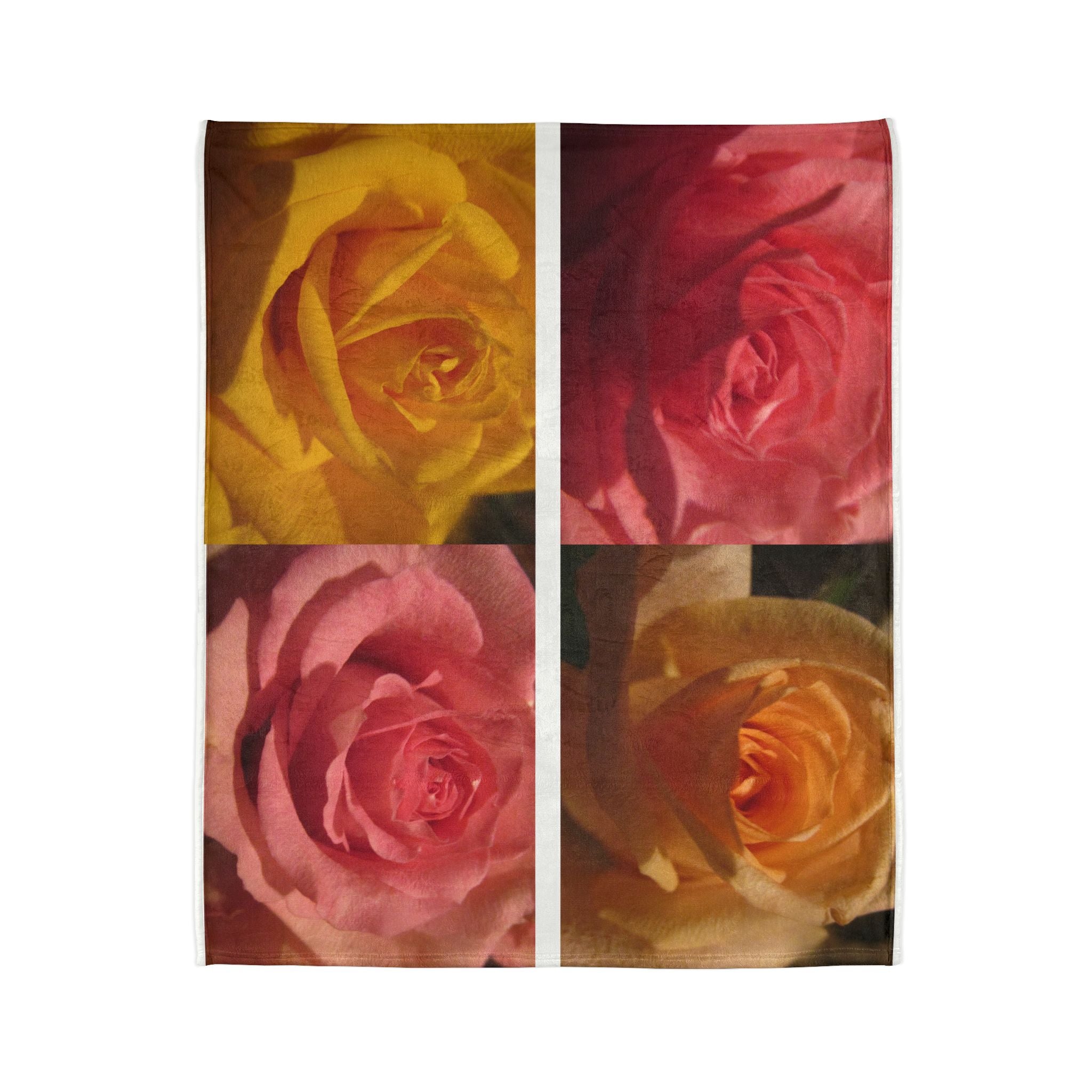 Pink Yellow Rose Blanket - Soft Polyester | Blossom Blankets