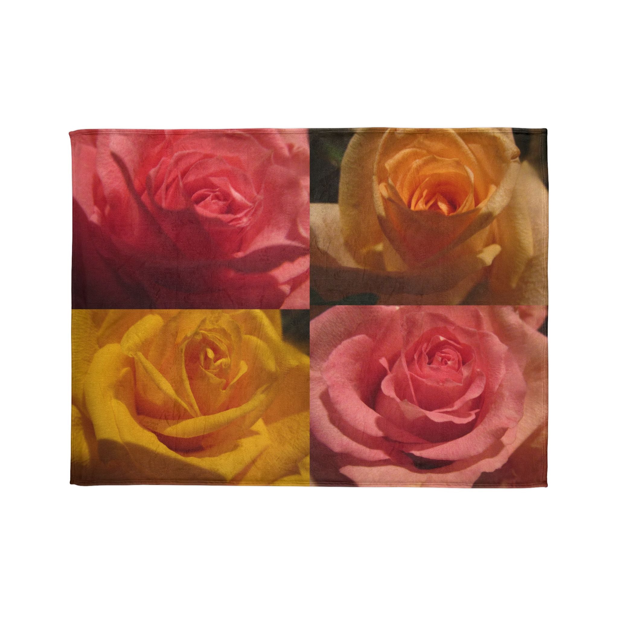 Pink Yellow Rose Blanket - Soft Polyester | Blossom Blankets