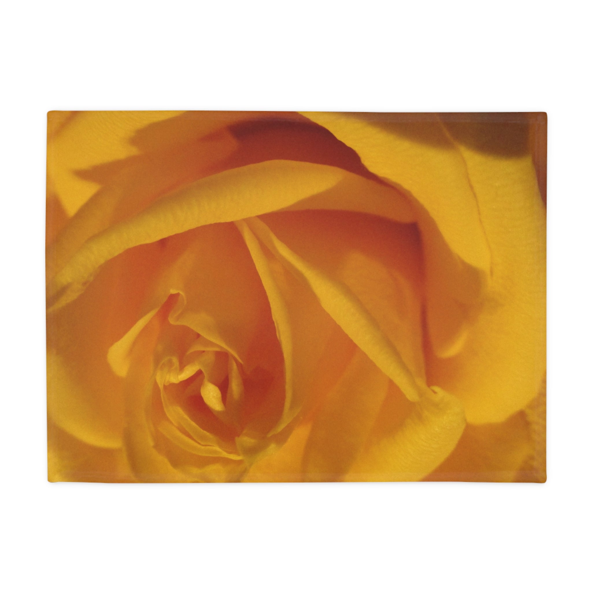 Realistic Golden Yellow Rose Plush Fleece Blanket - Sunshine Garden Luxury Bedding | Blossom Blankets
