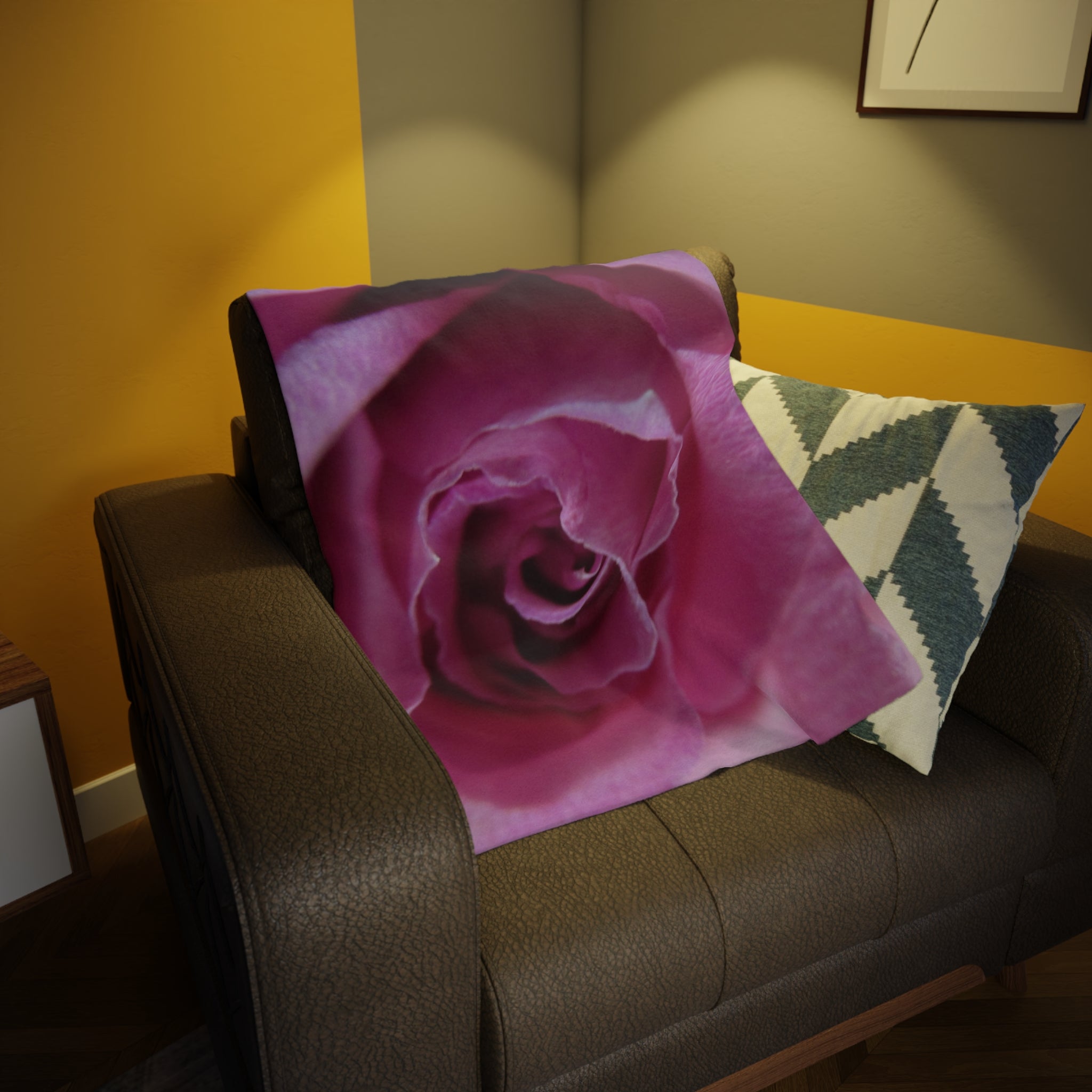 Realistic Single Rose Plush Fleece Blanket - Luxurious Garden Comfort Bedding | Blossom Blankets