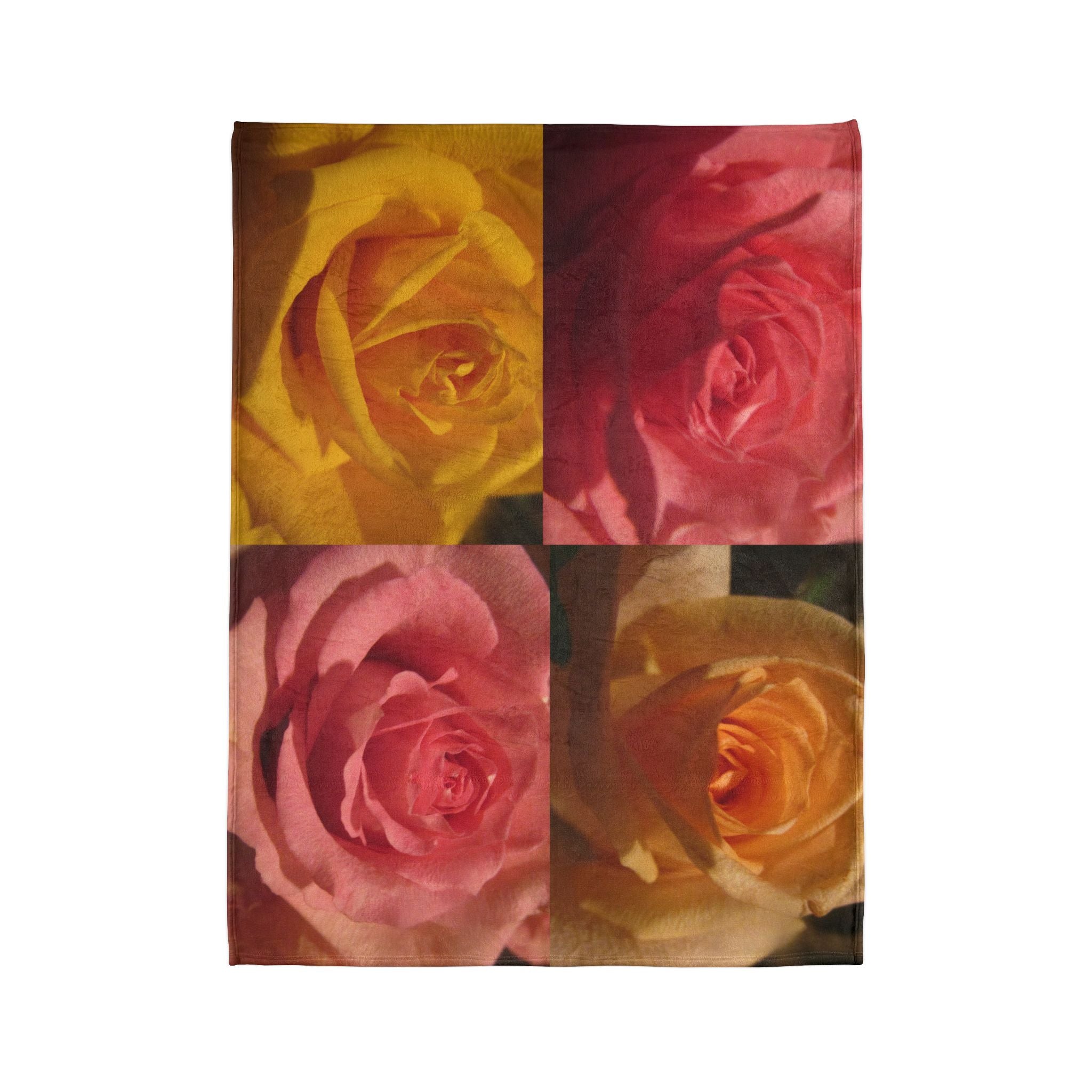 Pink Yellow Rose Blanket - Soft Polyester | Blossom Blankets