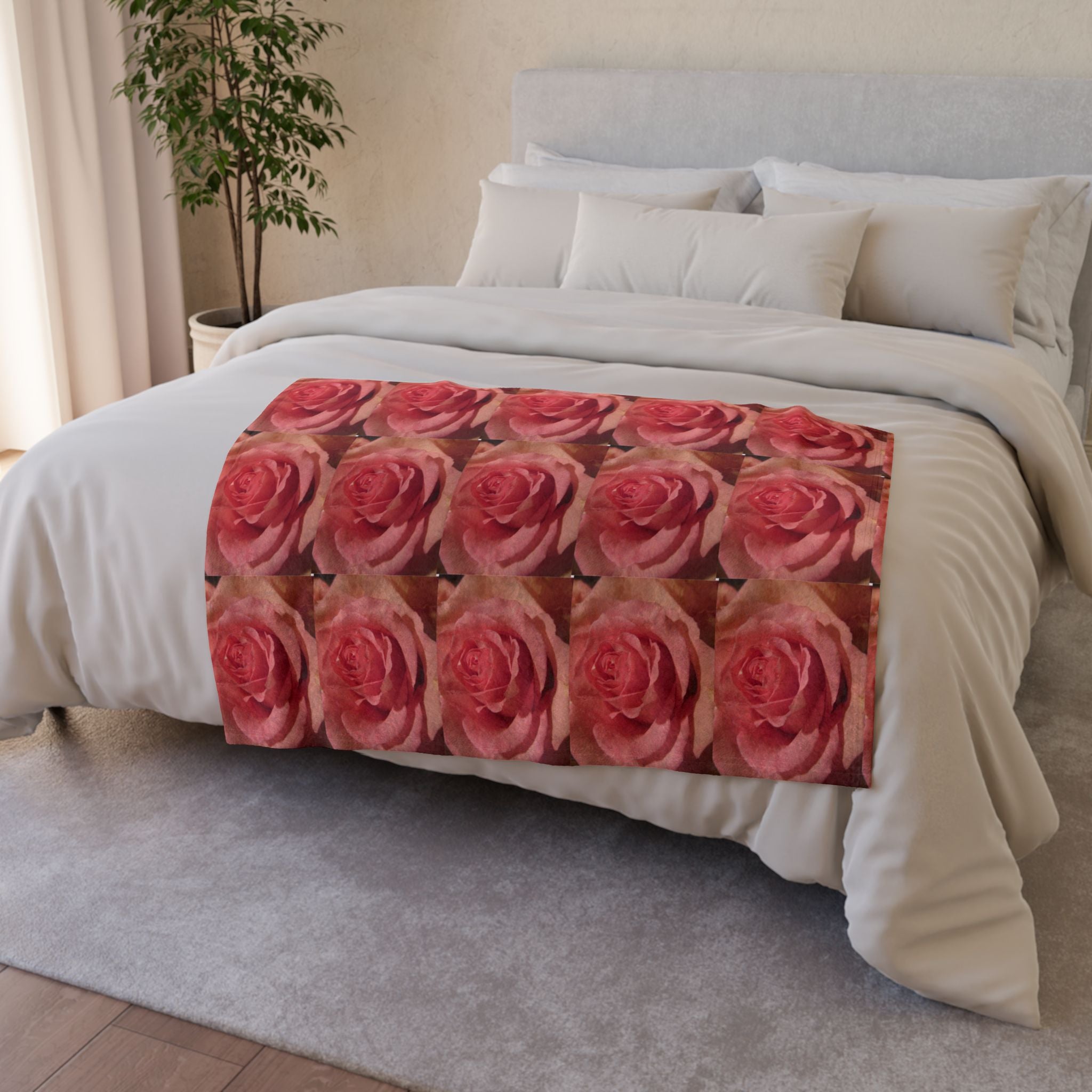 Realistic Rose Pattern Blanket - Romantic Garden Soft Polyester Bedding | Blossom Blankets