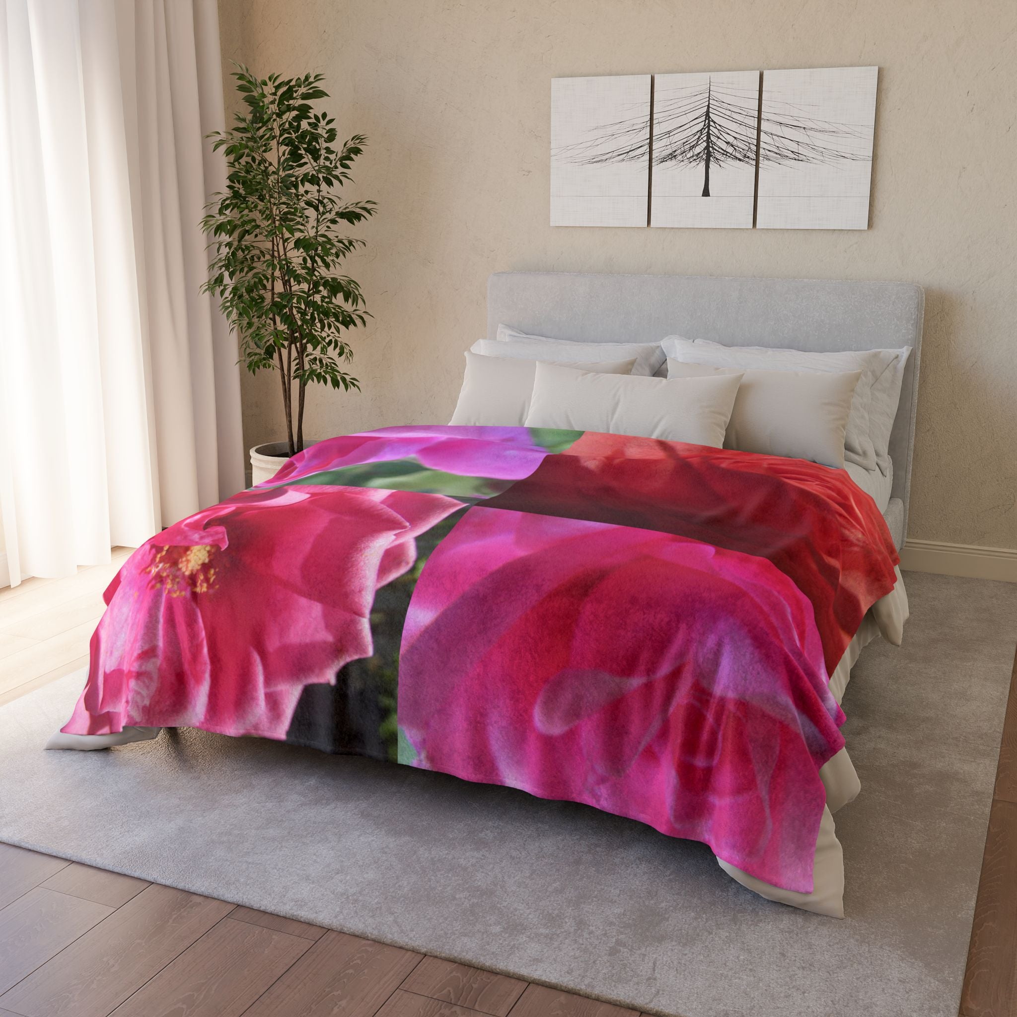 Pink Rose Blanket - Soft Polyester | Blossom Blankets