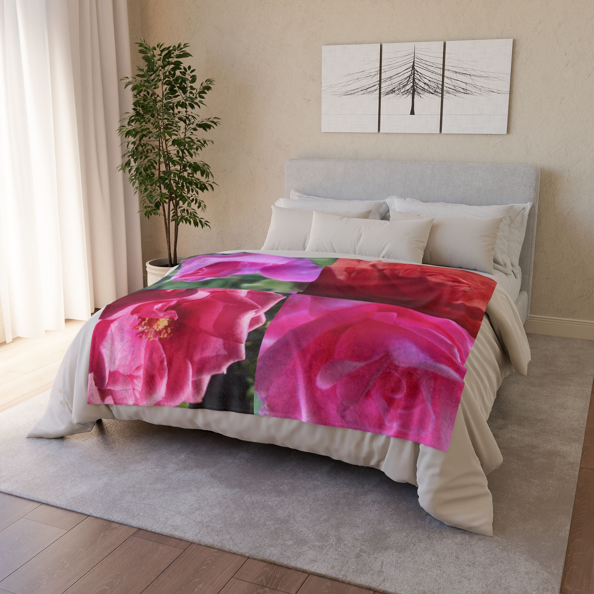 Pink Rose Blanket - Soft Polyester | Blossom Blankets