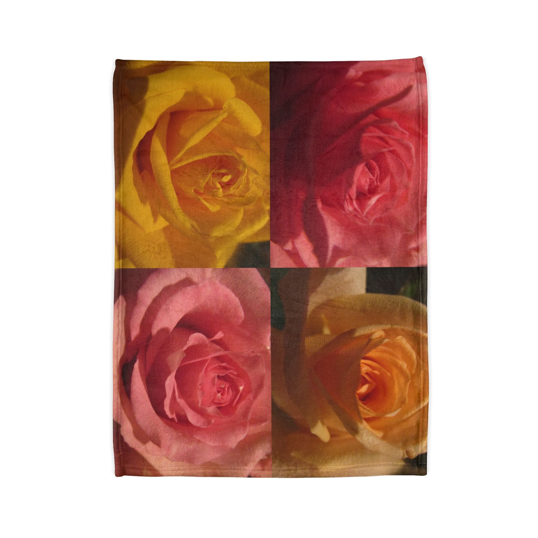 Pink Yellow Rose Blanket - Soft Polyester | Blossom Blankets