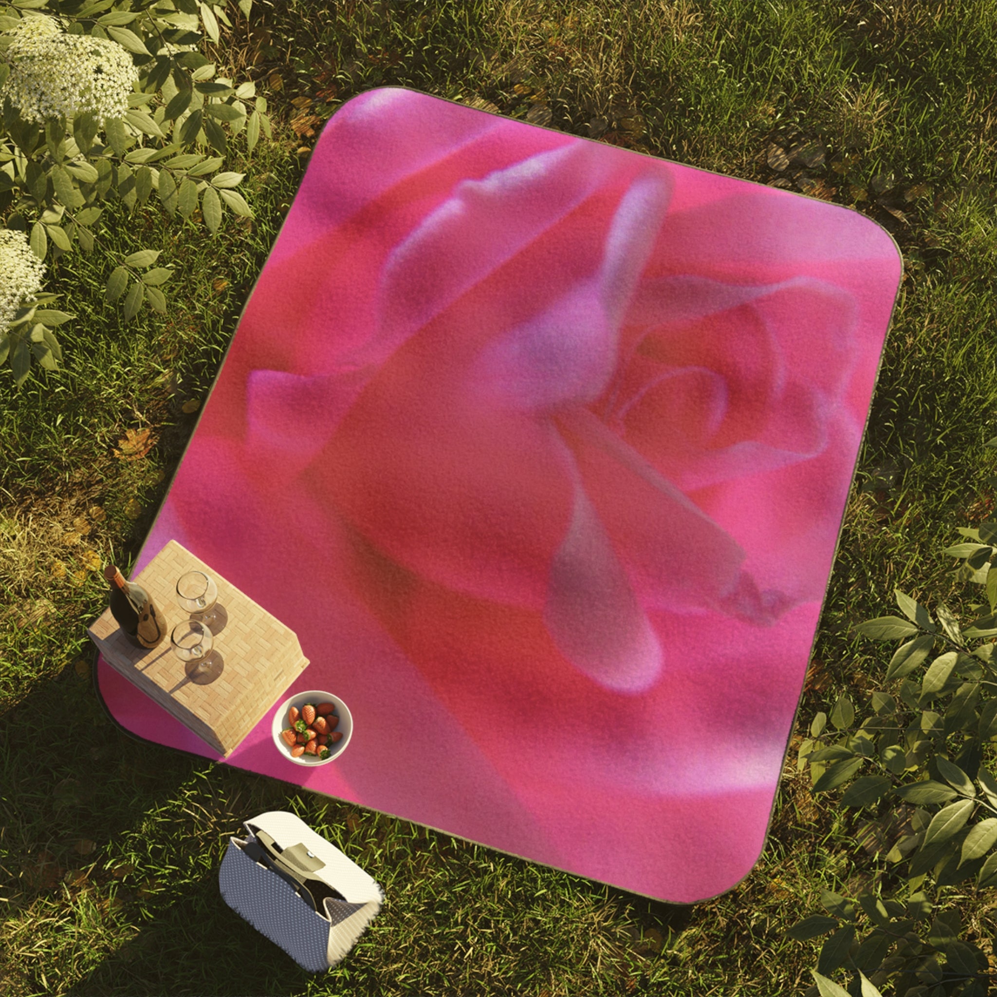 Vibrant Pink Rose - Picnic Blanket | Blossom Blankets
