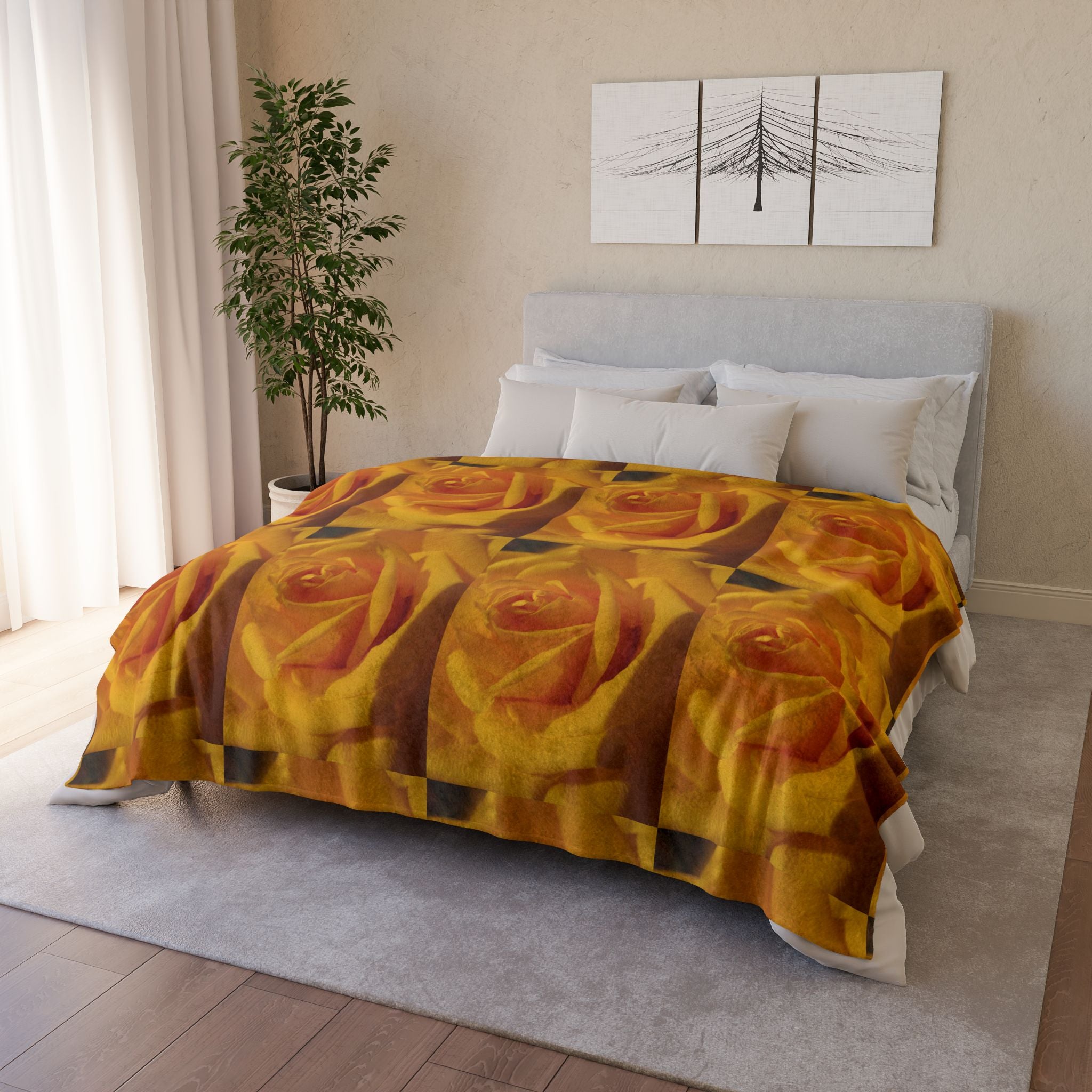 Golden Rose | Soft Polyester Blanket | Blossom Blankets