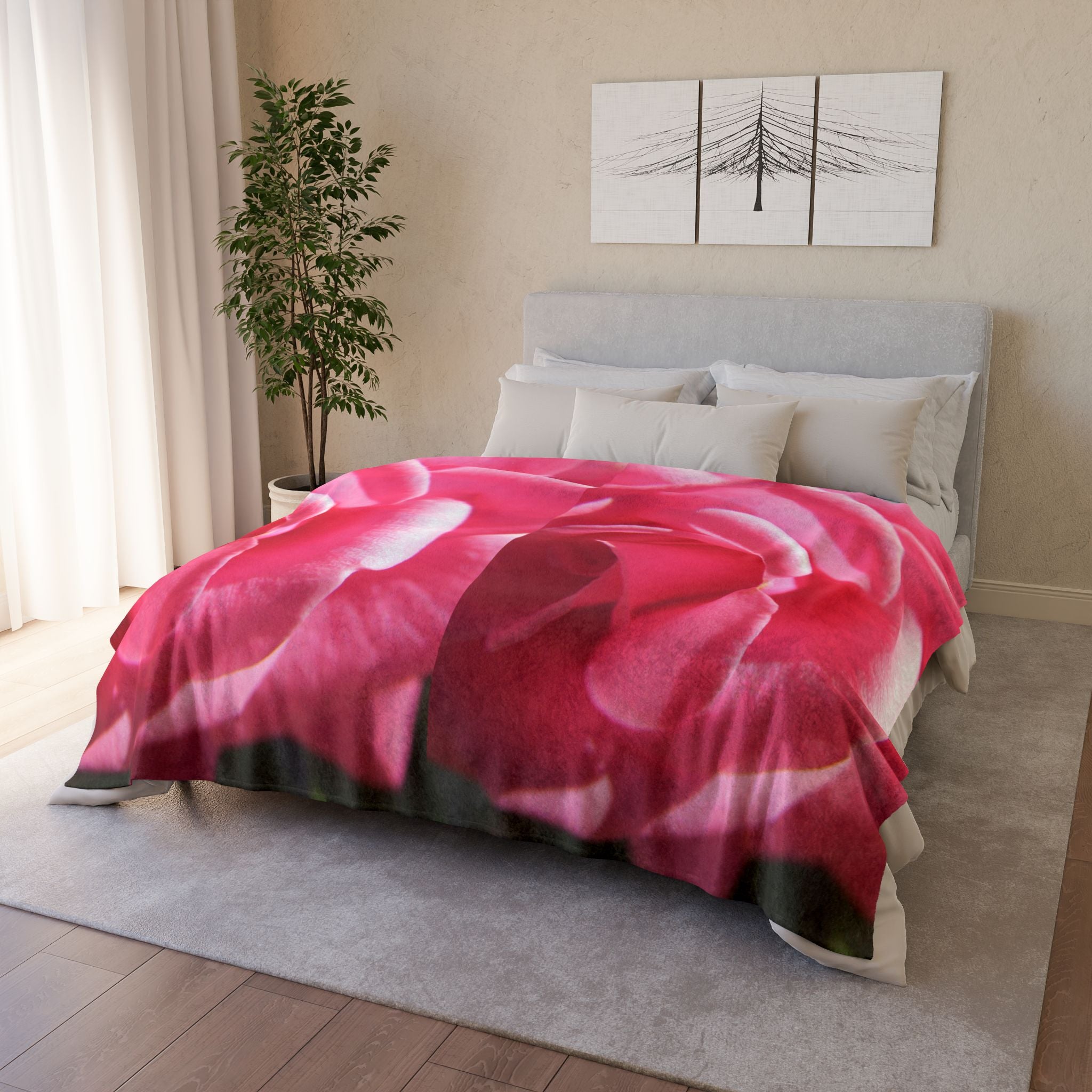 Pink Rose Blanket - Soft Polyester Fleece | Blossom Blankets
