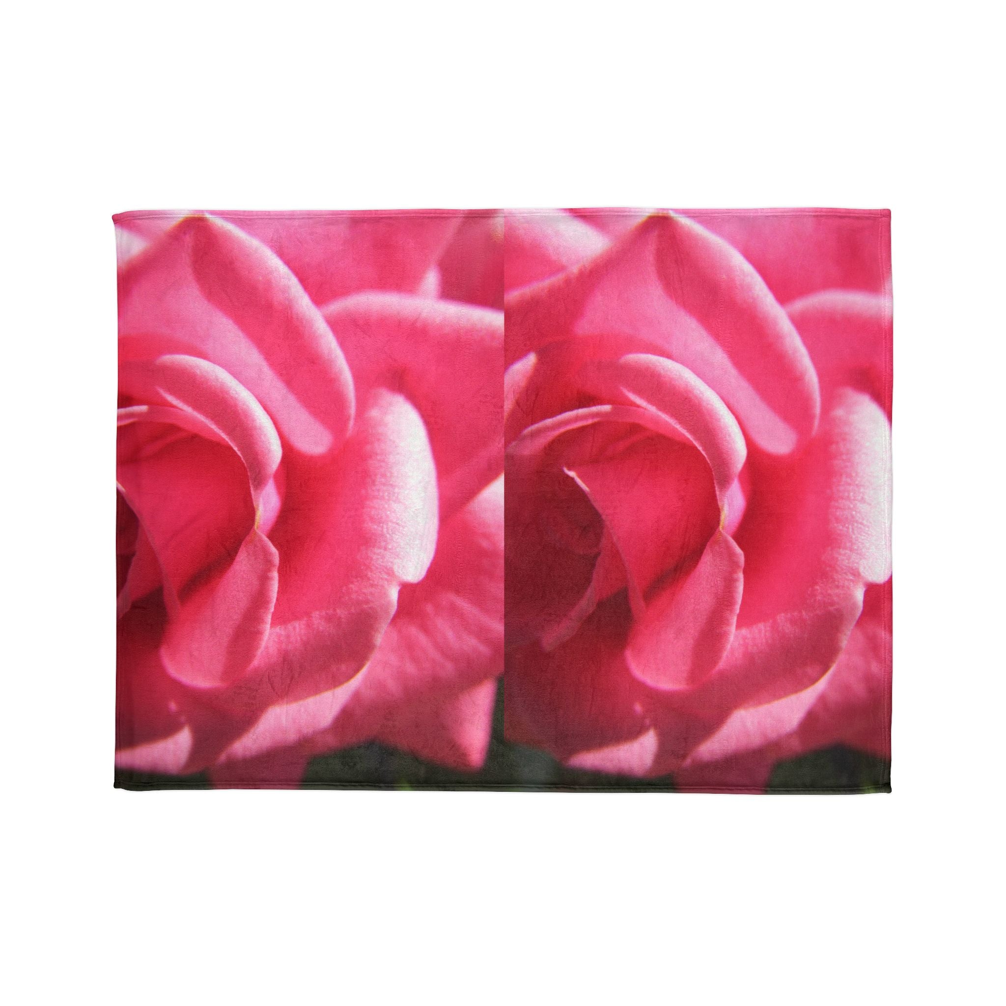Pink Rose Blanket - Soft Polyester Fleece | Blossom Blankets