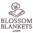 Logo of Blossom Blankets with a blanket and flower design on a white background